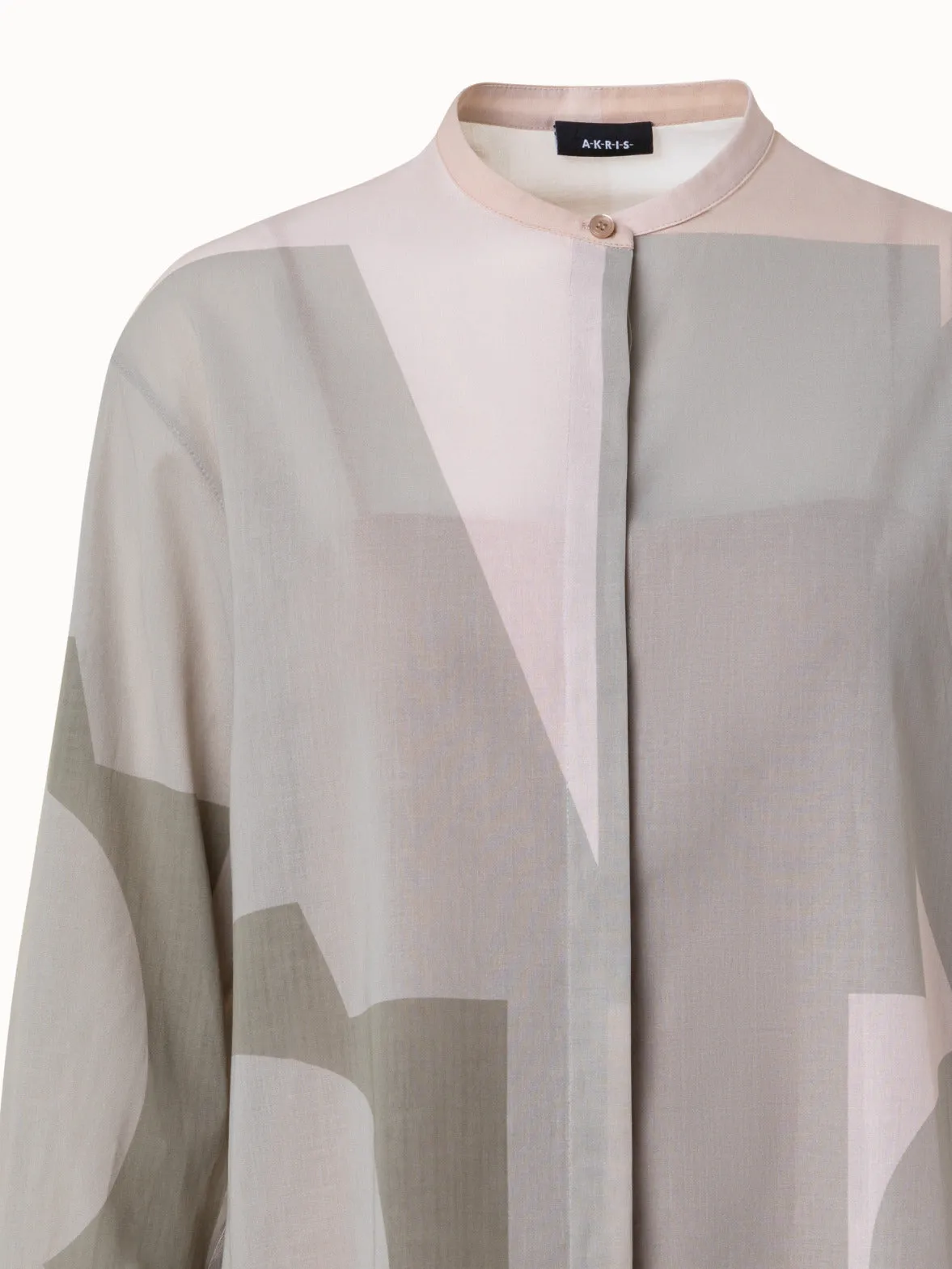 Cotton Voile Blouse with Composed Letters Print