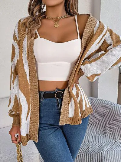 Cozy Cover Open Front Zebra Print Cardigan