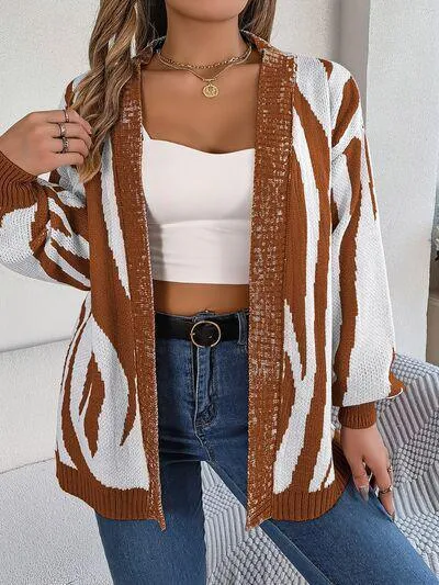 Cozy Cover Open Front Zebra Print Cardigan