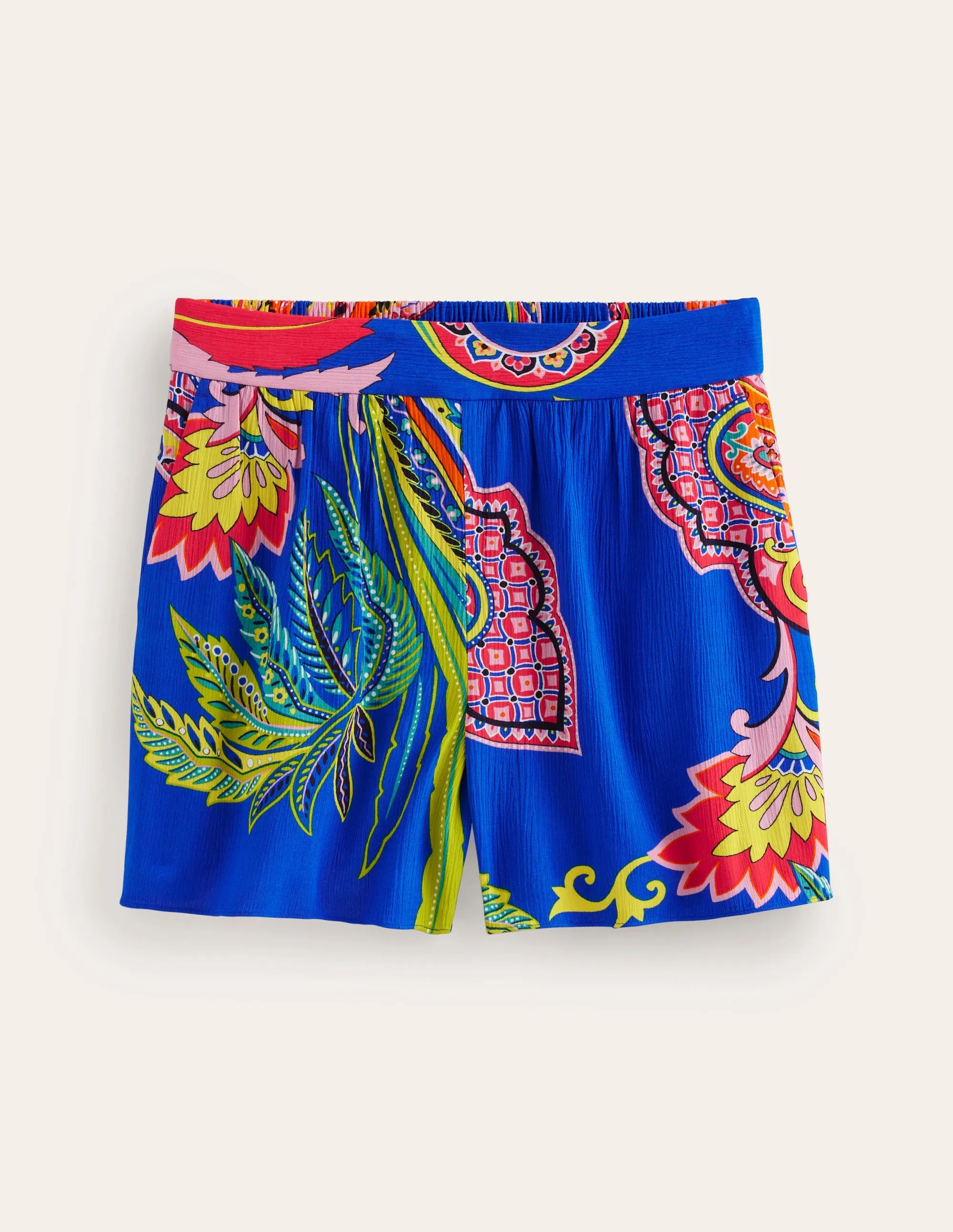 Crinkle Shorts-Multi, Painterly Paisley