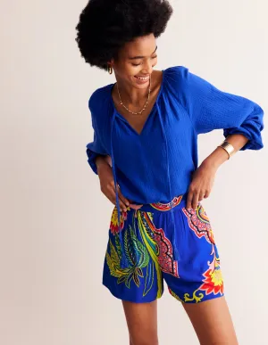 Crinkle Shorts-Multi, Painterly Paisley