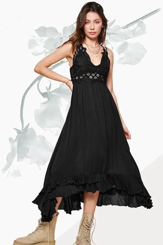 Crochet Lace Long Slip Dress