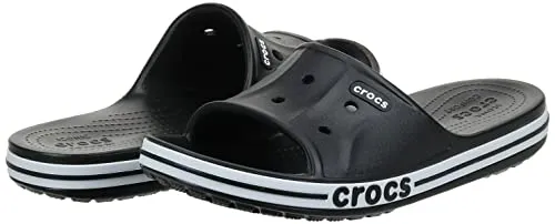 Crocs Unisex Bayaband Slides | Slide Sandals, Black/White, 10 Men/12 Women