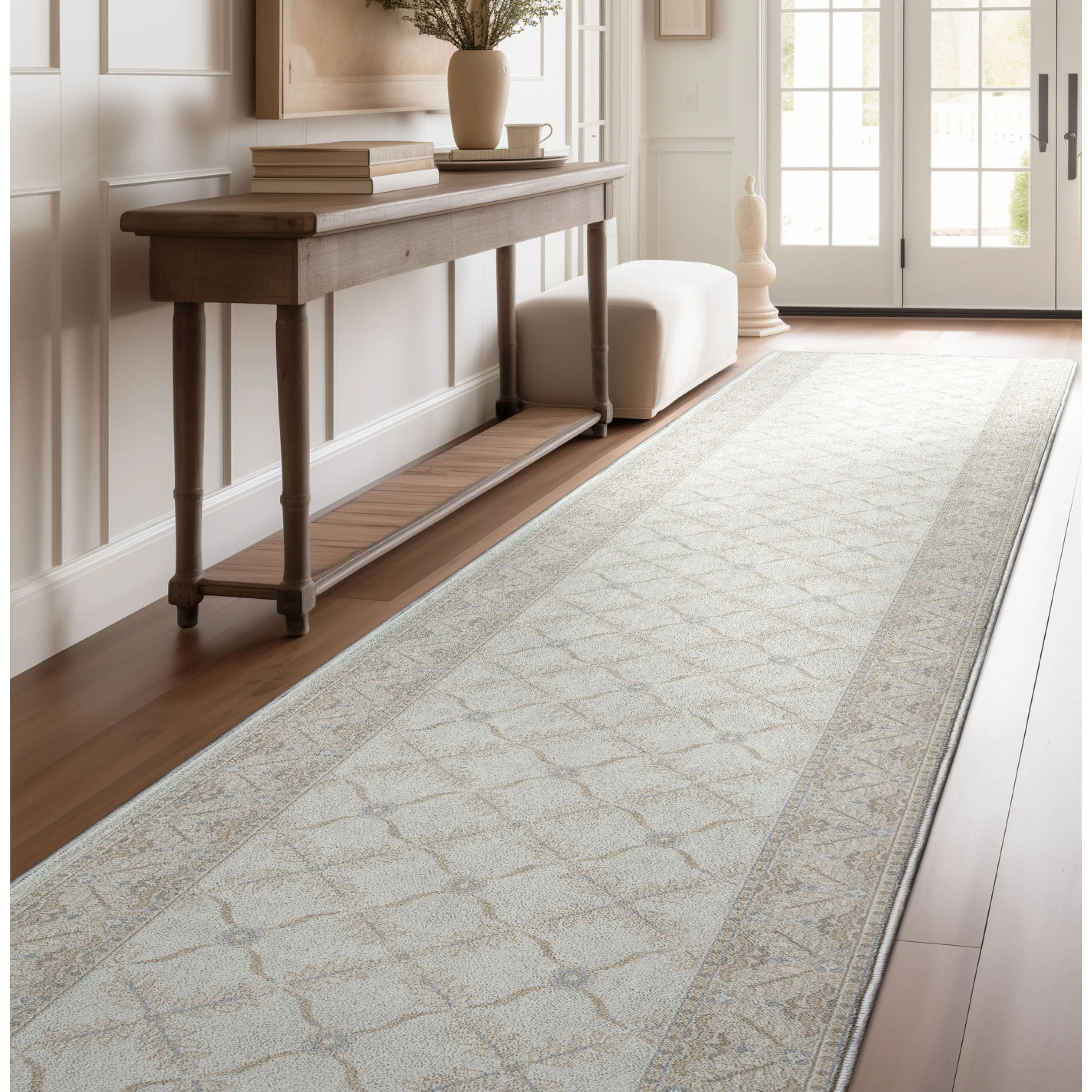 Custom Size Runner Regency Lattice Pearly Haven Choose Your Width x Choose Your Length Hallway Runner Rug