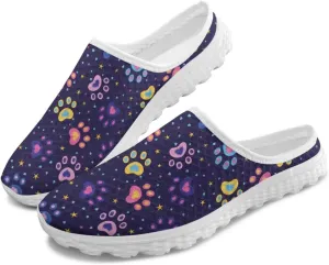 Cute Paw Women's Garden Shoes Slip On Mules Novelty Sneakers with Memory Foam Anti-Slip EVA Outsole Loafers