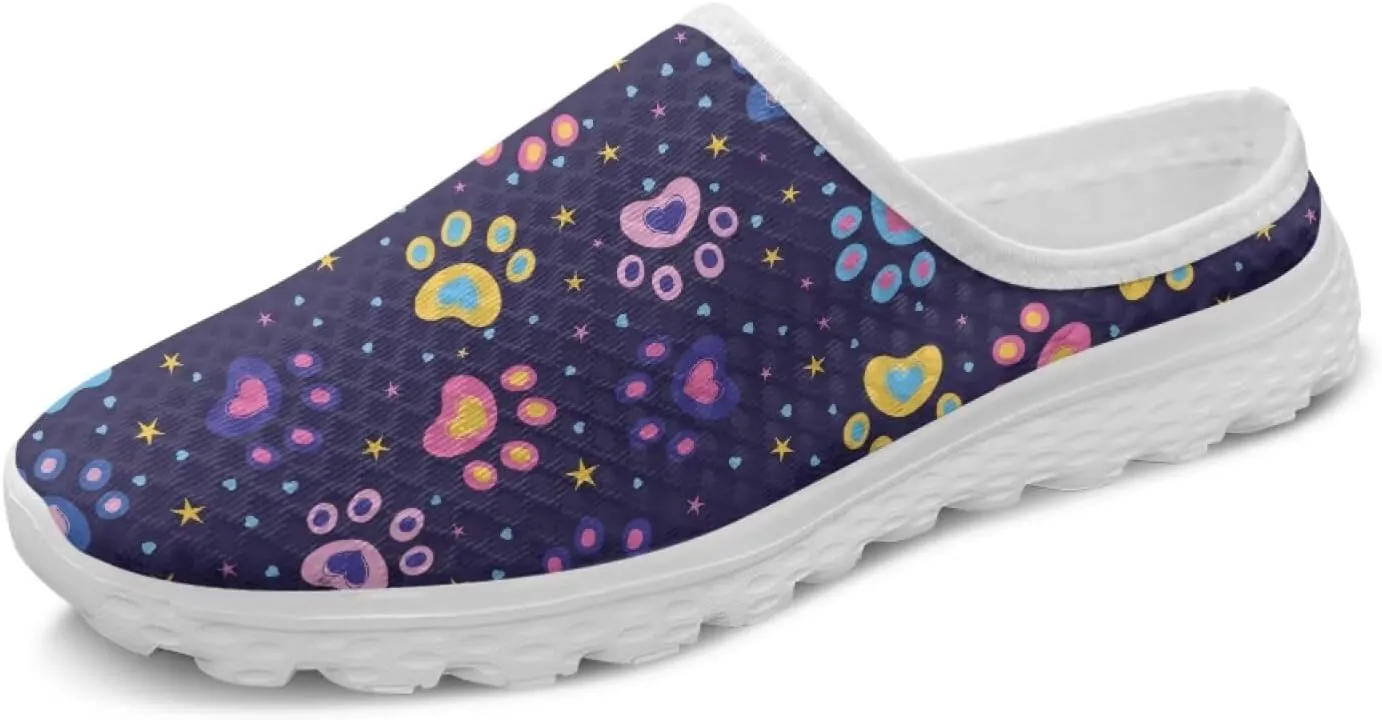 Cute Paw Women's Garden Shoes Slip On Mules Novelty Sneakers with Memory Foam Anti-Slip EVA Outsole Loafers