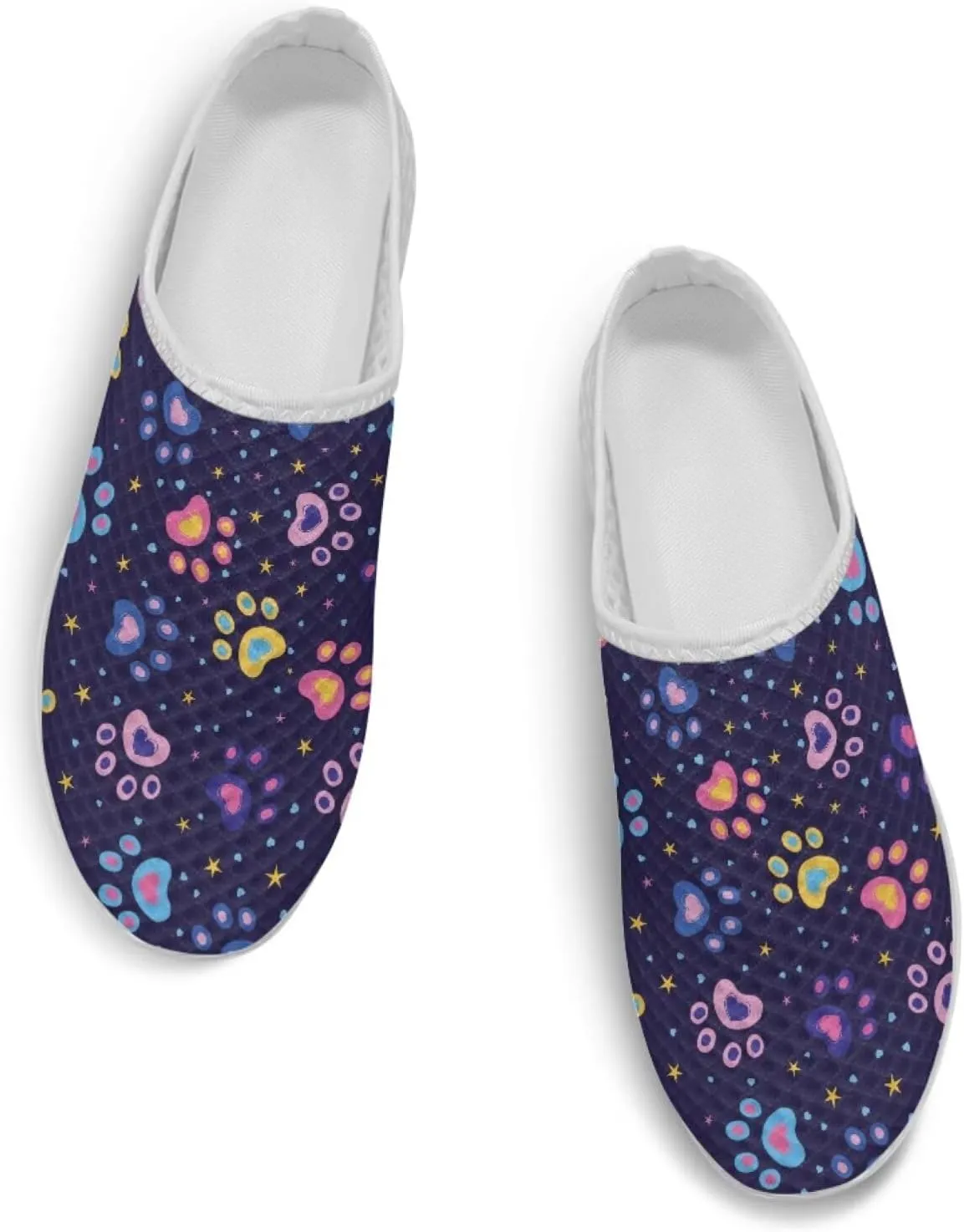 Cute Paw Women's Garden Shoes Slip On Mules Novelty Sneakers with Memory Foam Anti-Slip EVA Outsole Loafers