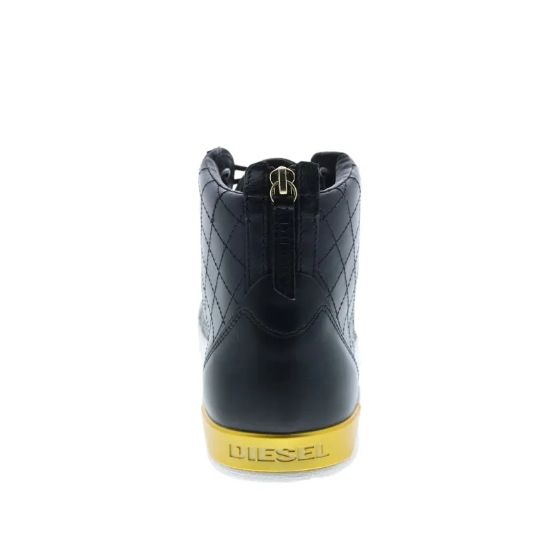 DIESEL TEMPUS DIAMOND Mens Sneakers Black Leather Lace up High Neck Trainers NEW