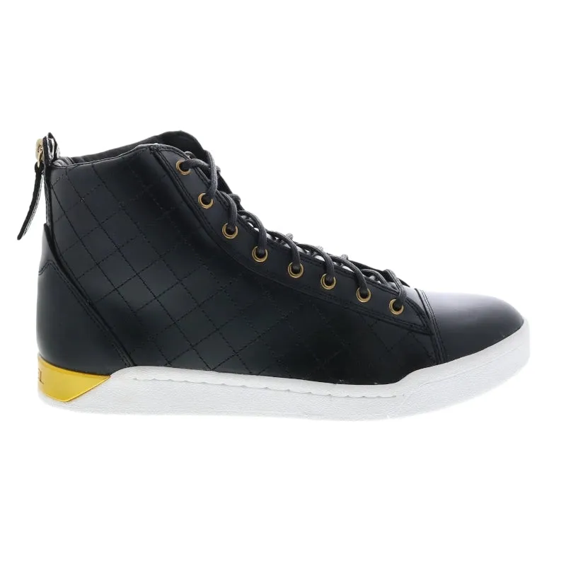 DIESEL TEMPUS DIAMOND Mens Sneakers Black Leather Lace up High Neck Trainers NEW