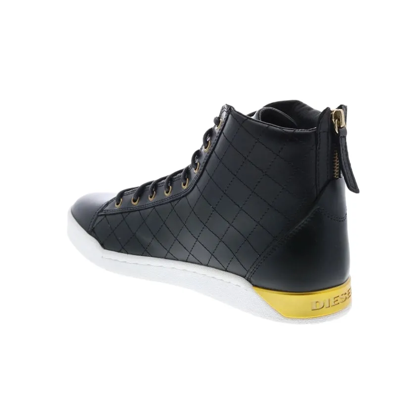 DIESEL TEMPUS DIAMOND Mens Sneakers Black Leather Lace up High Neck Trainers NEW