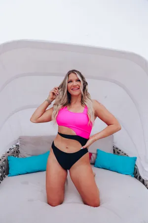 Diving In One-Piece Swimsuit - Pink