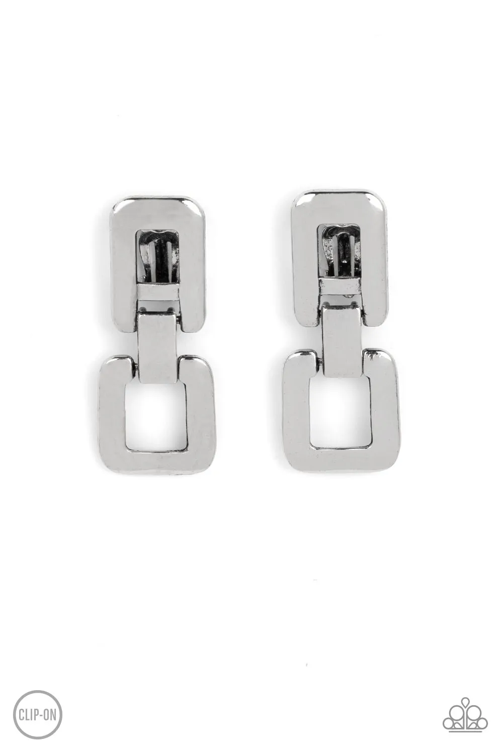 Earrings FRAME-ous Last Words - Silver Clip Ons A4