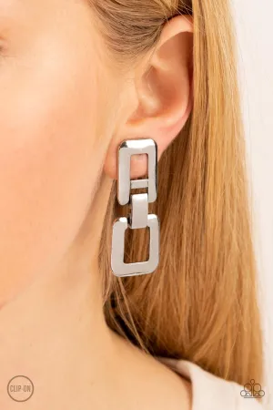 Earrings FRAME-ous Last Words - Silver Clip Ons A4