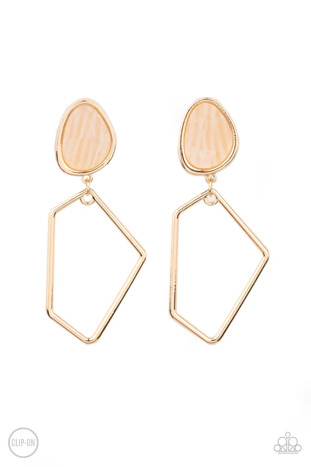 Earrings Retro Reverie - Gold Clip On T2