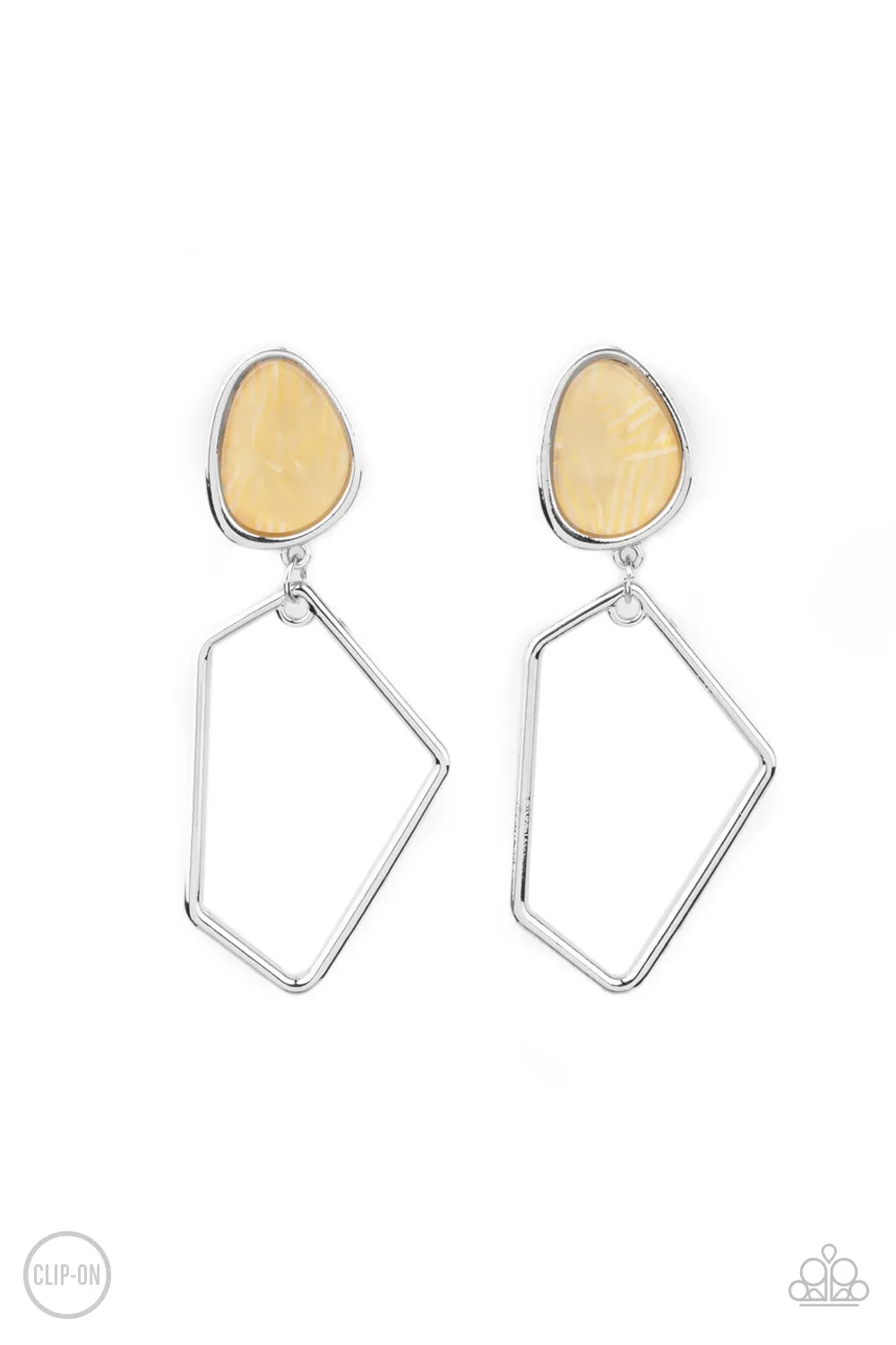 Earrings Retro Reverie - Yellow Clip On X1