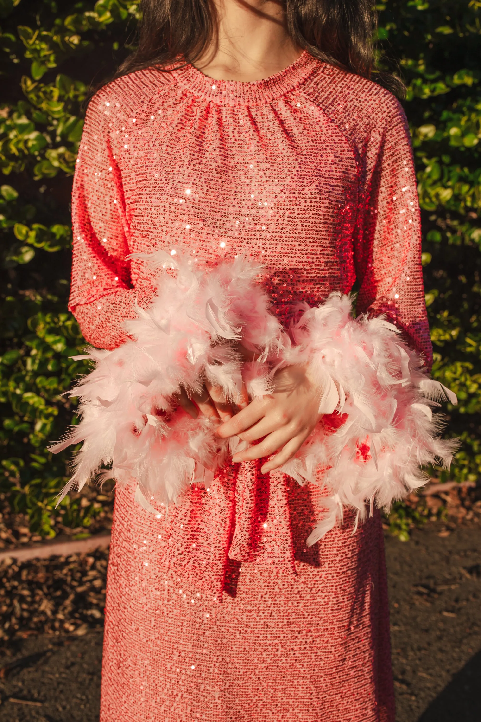 Flamingo Sequin Raglan Dress