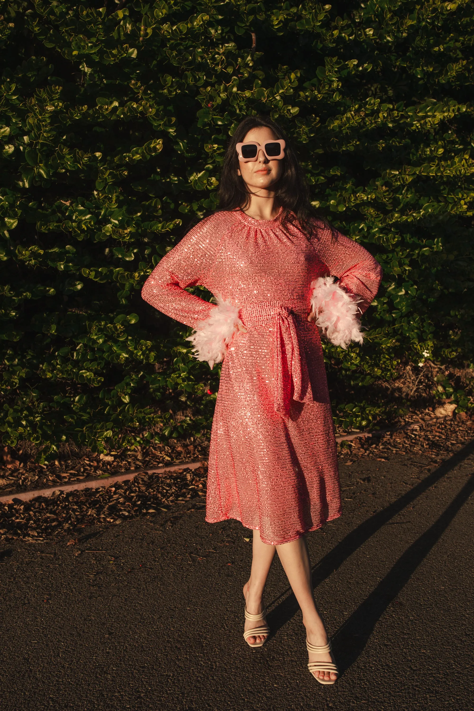 Flamingo Sequin Raglan Dress