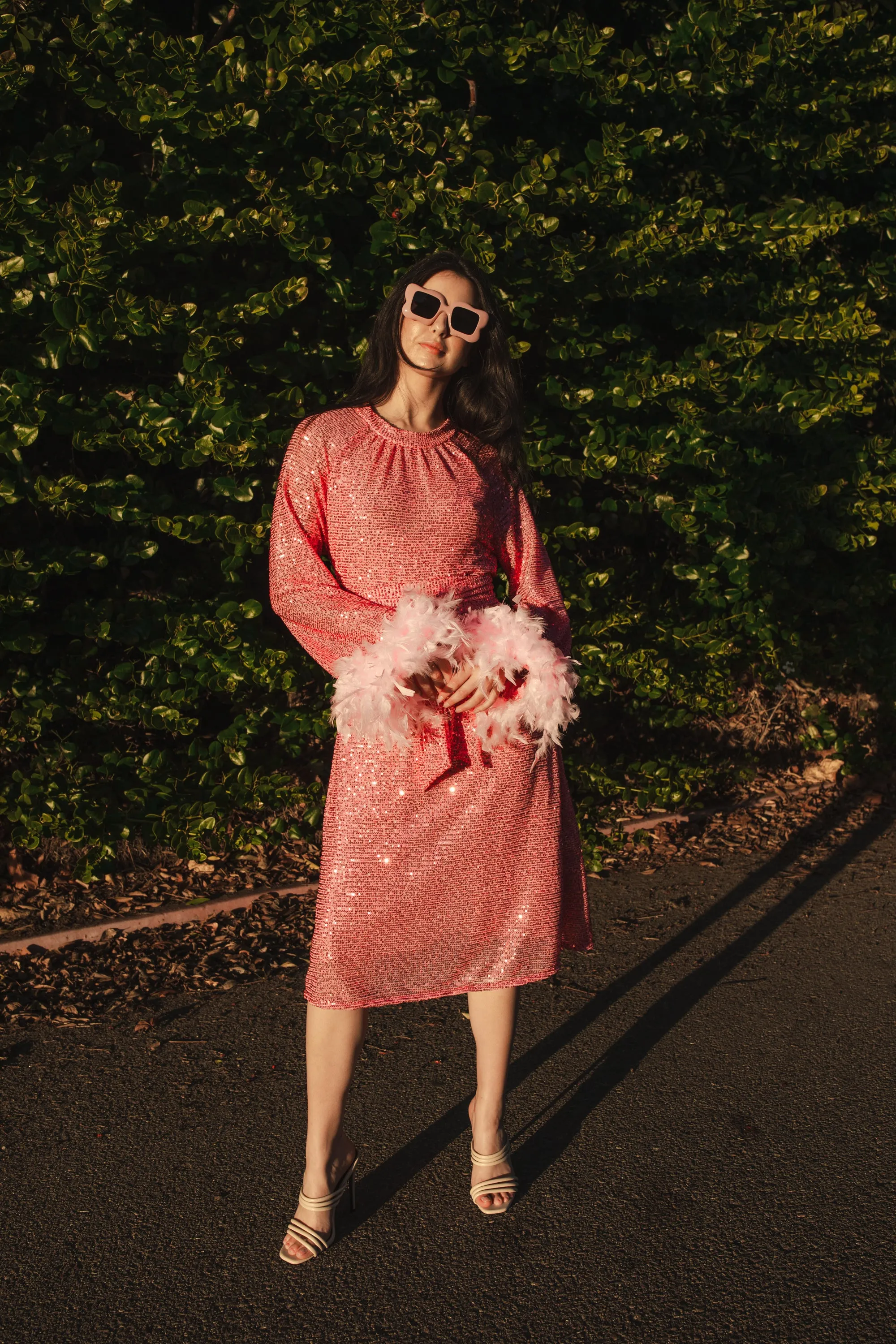 Flamingo Sequin Raglan Dress