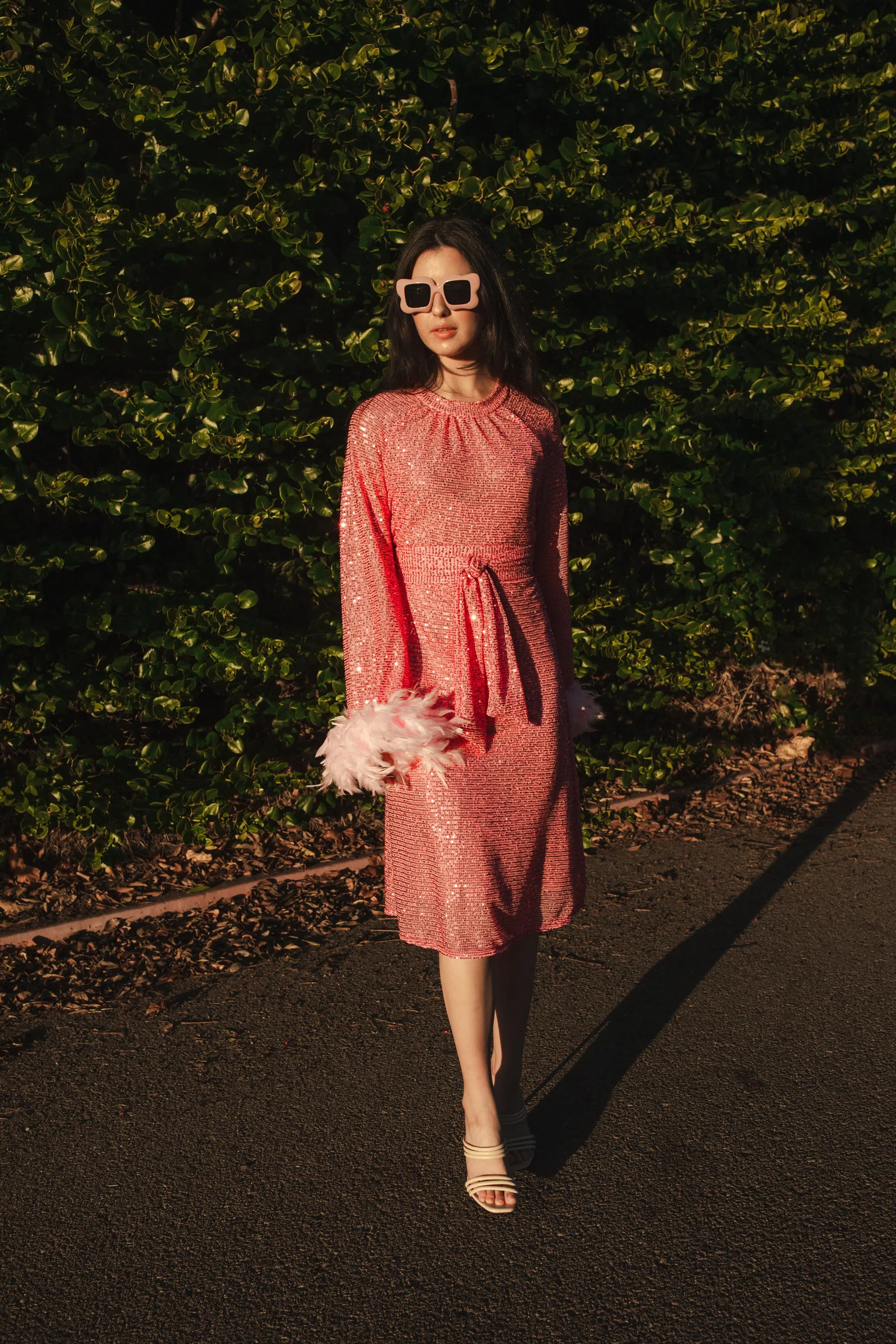 Flamingo Sequin Raglan Dress