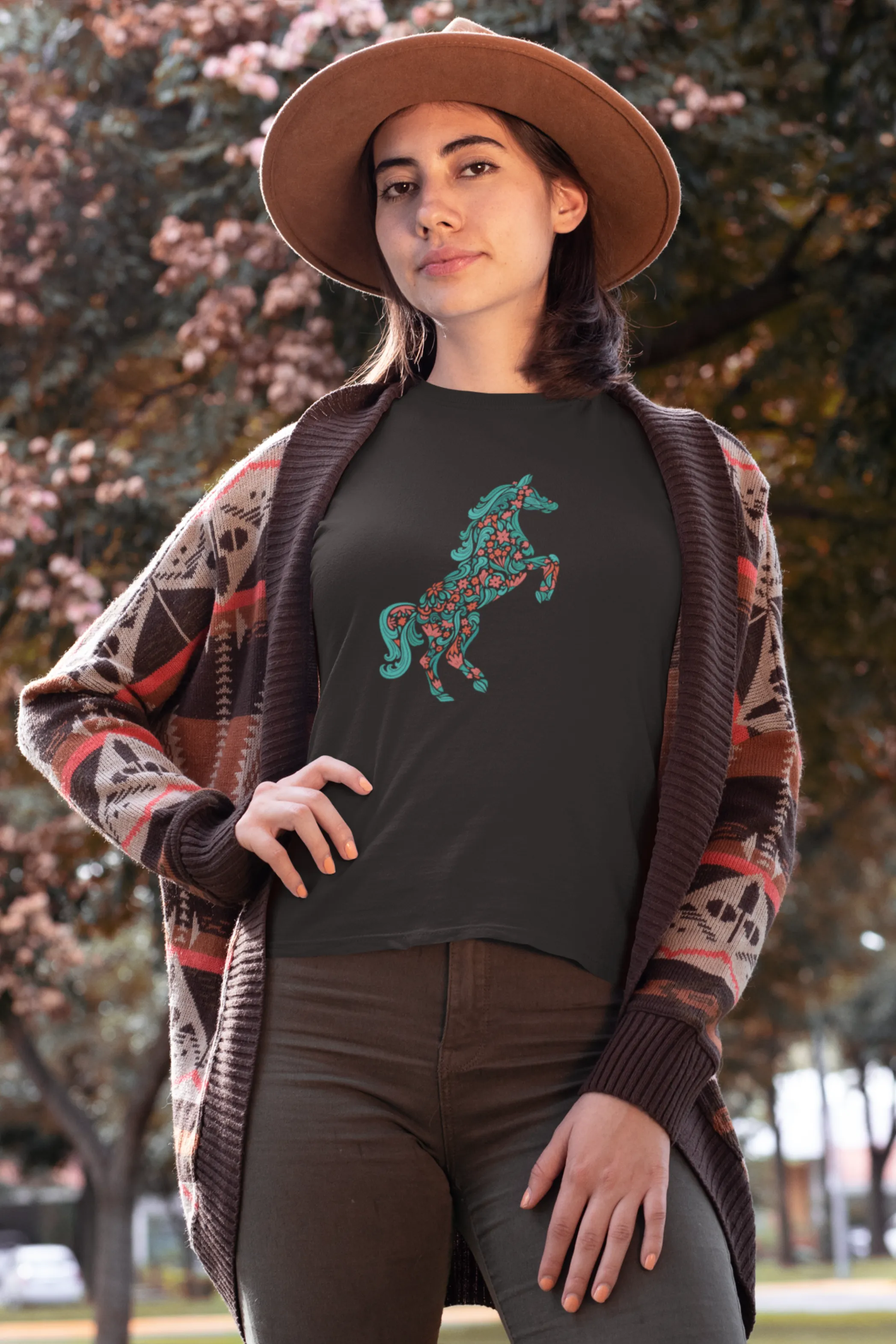 Floral Horse Printed T-shirt for women