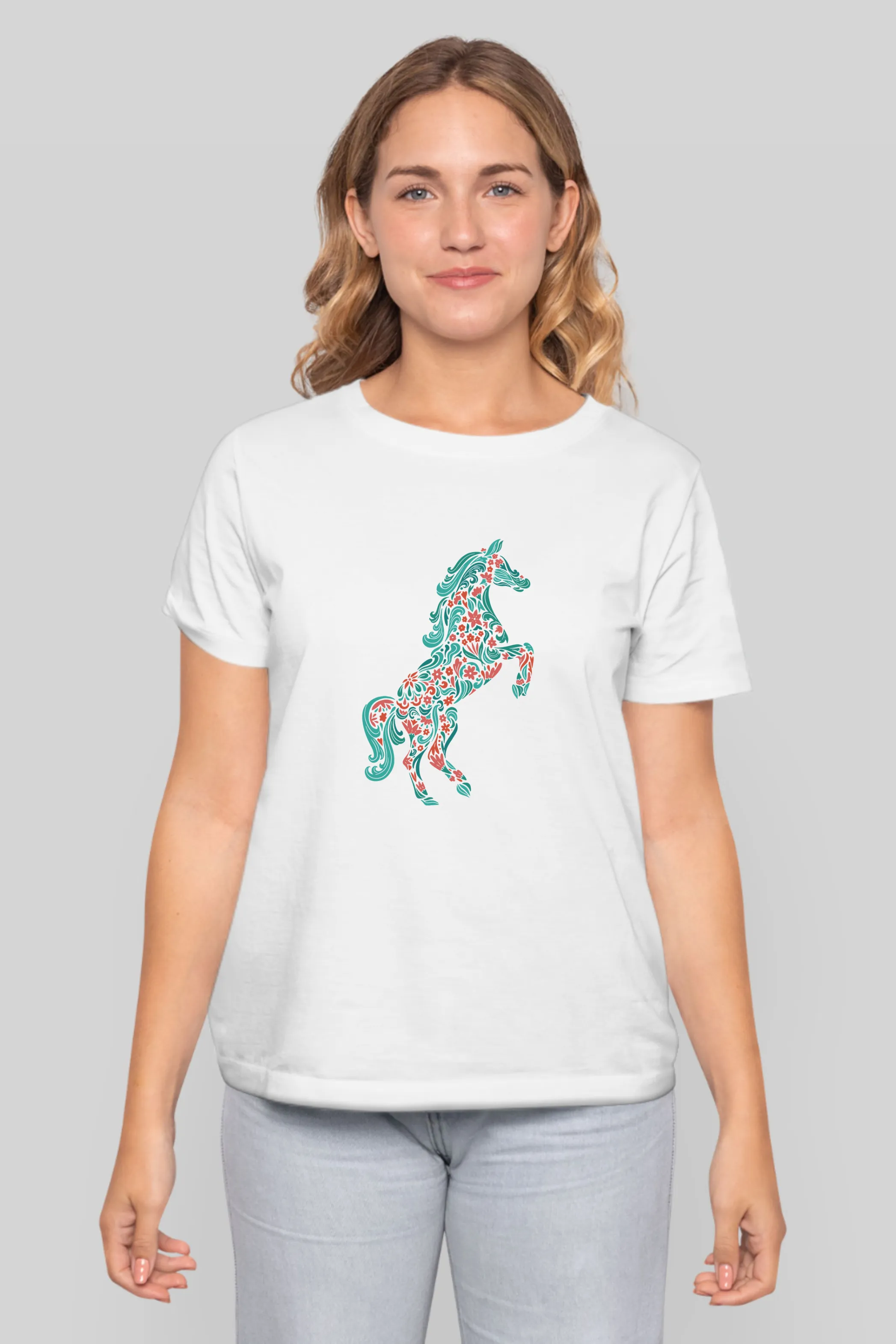 Floral Horse Printed T-shirt for women