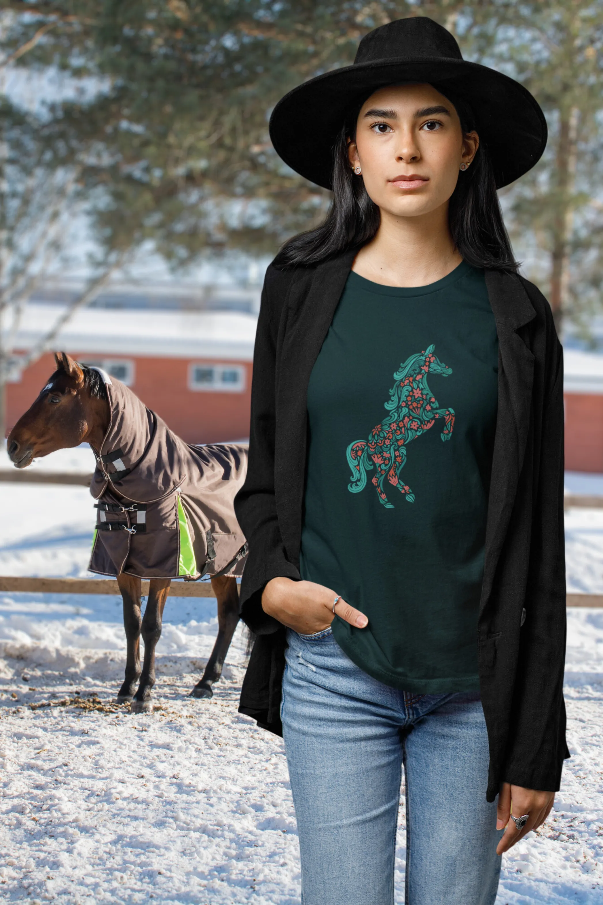 Floral Horse Printed T-shirt for women