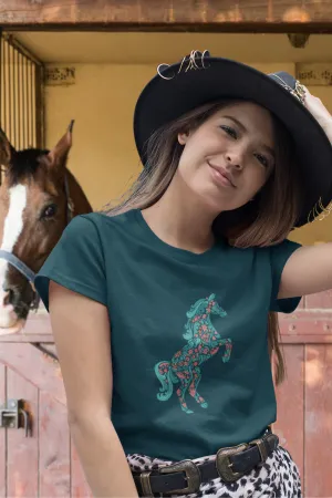 Floral Horse Printed T-shirt for women