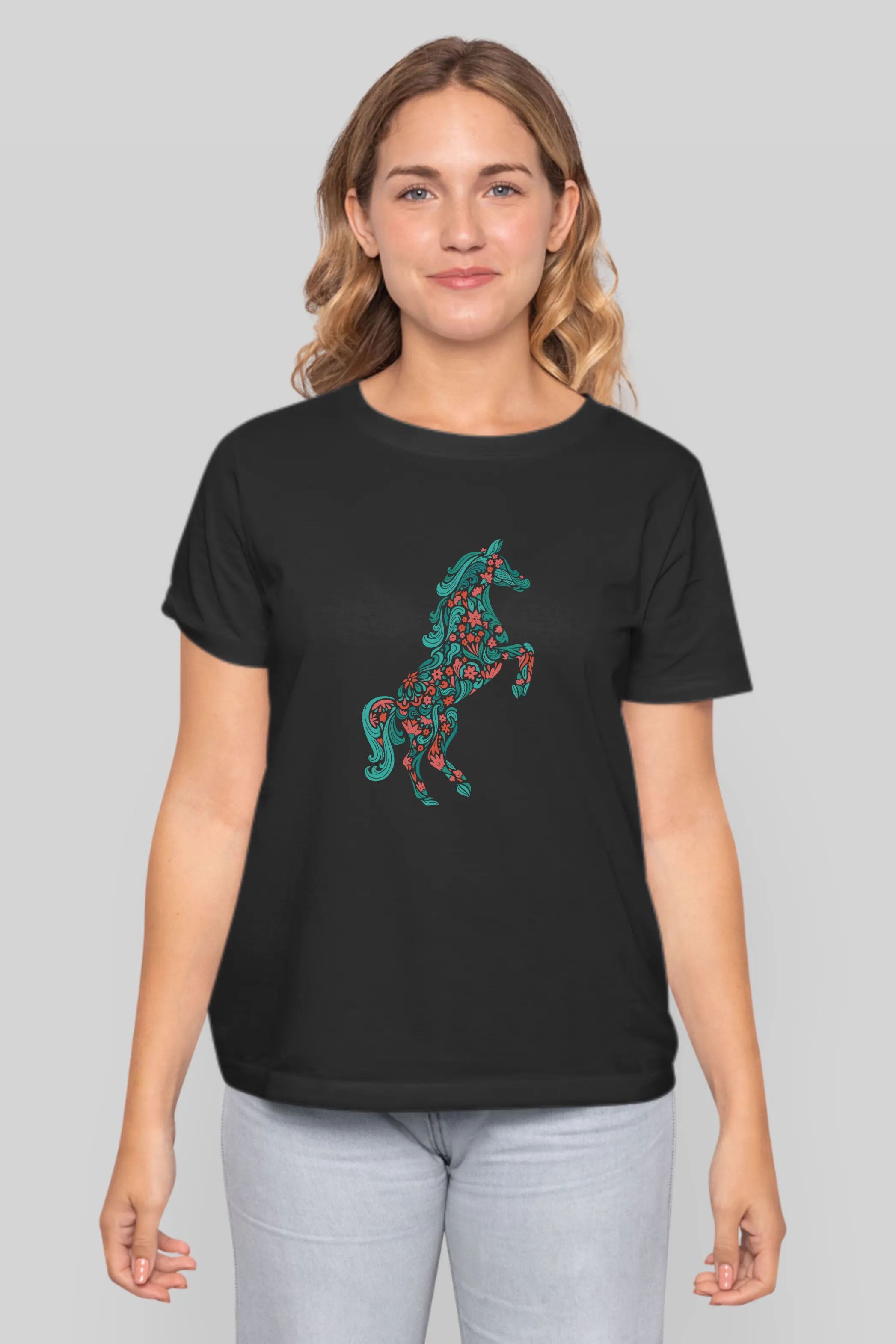 Floral Horse Printed T-shirt for women