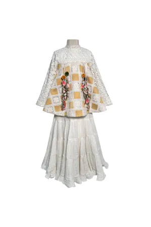 Full Sleeves Crochet Top with Cotton Lehenga