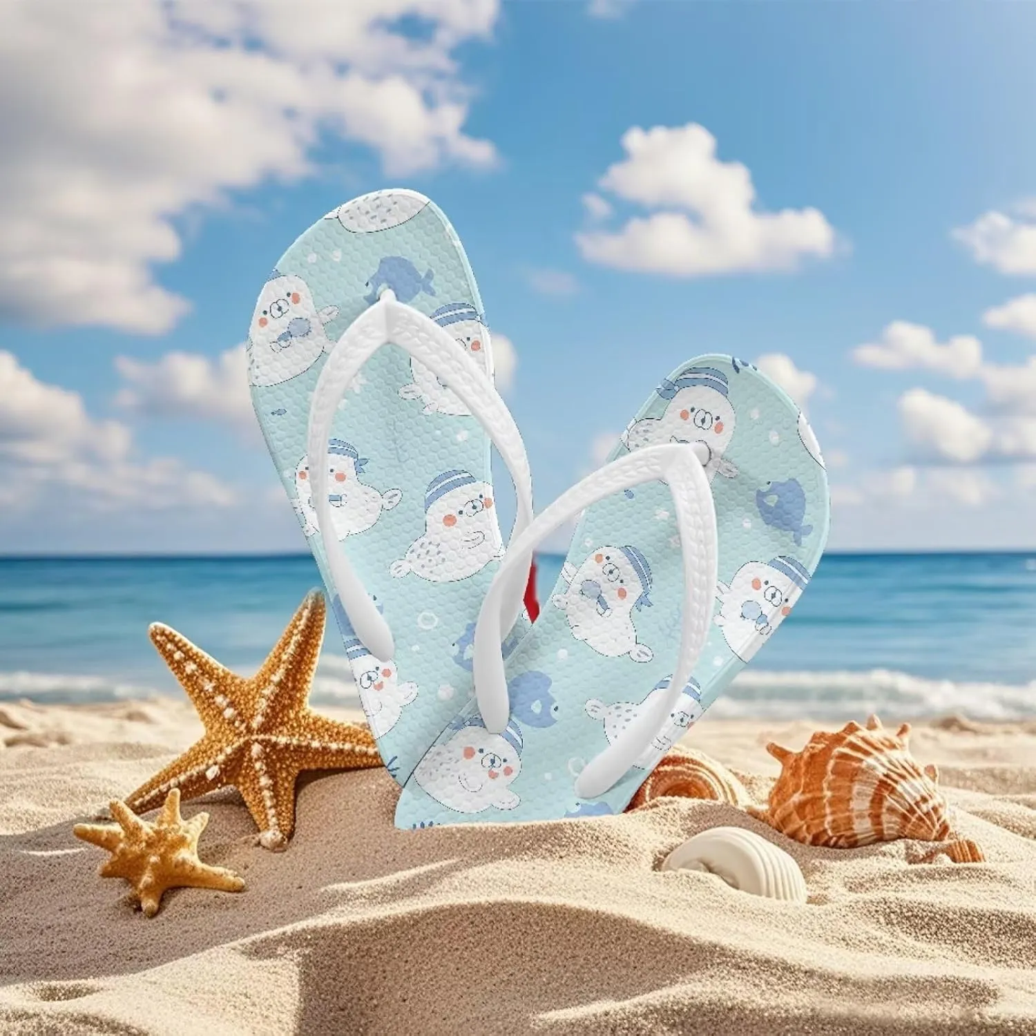 Girls Boys Flip Flops Sandals Kids Water Shoes - Cartoon Print - Thong Beach Slides Summer Slip-on