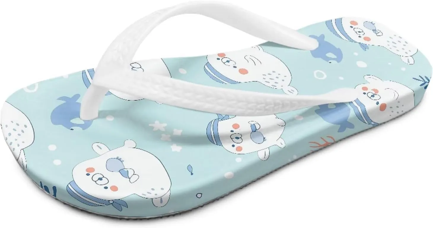 Girls Boys Flip Flops Sandals Kids Water Shoes - Cartoon Print - Thong Beach Slides Summer Slip-on