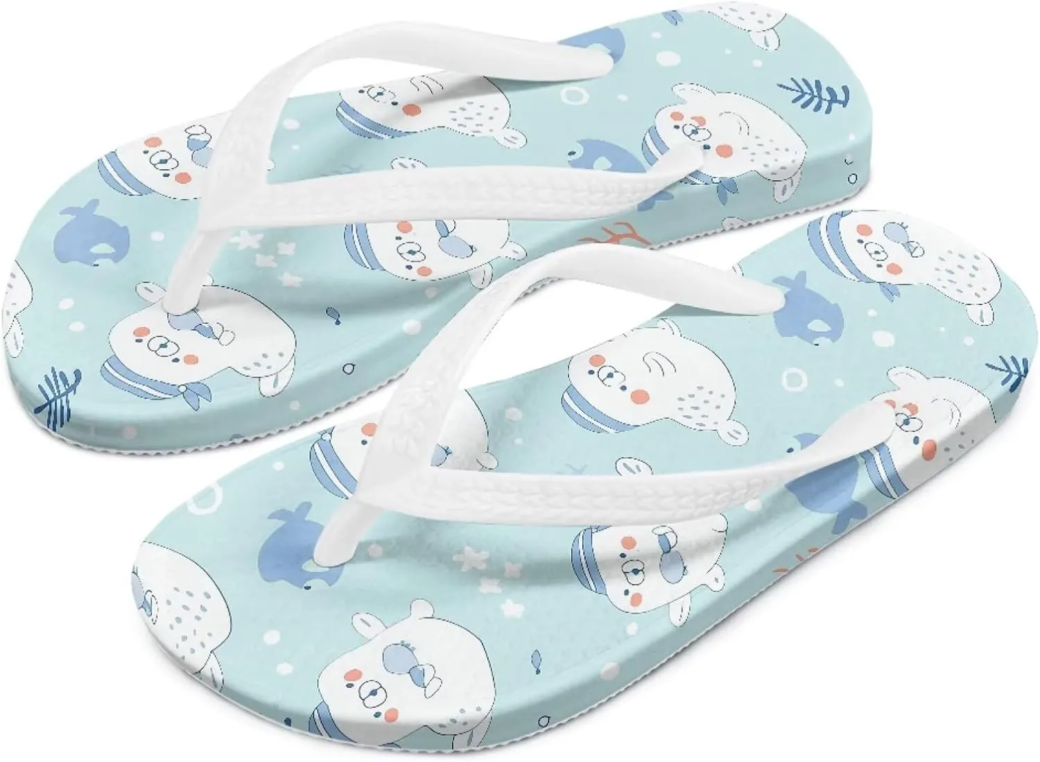 Girls Boys Flip Flops Sandals Kids Water Shoes - Cartoon Print - Thong Beach Slides Summer Slip-on