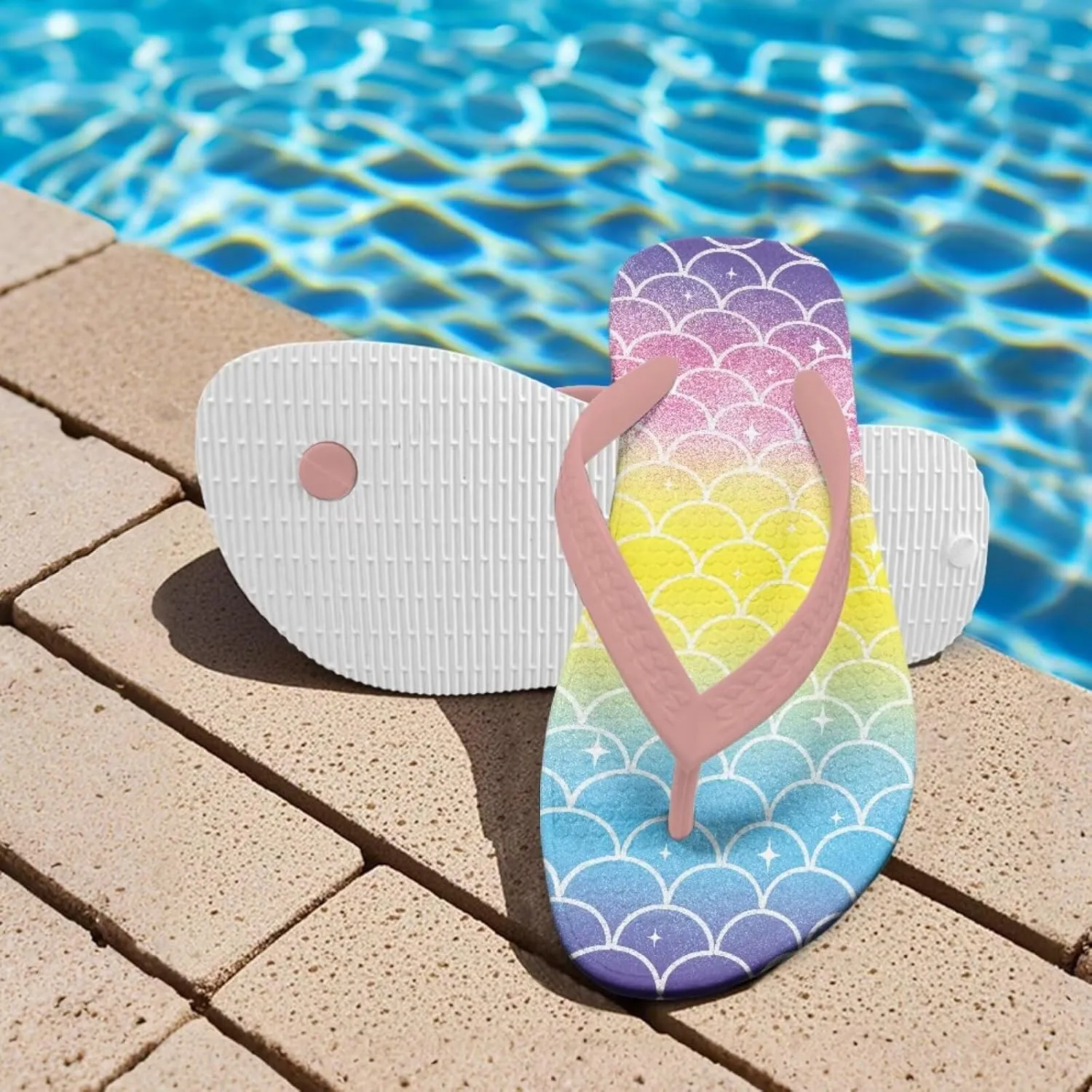 Girls Classic Non Slip Beach Sandals Beauty Mermaid Casual Flip Flop Surfer Girl