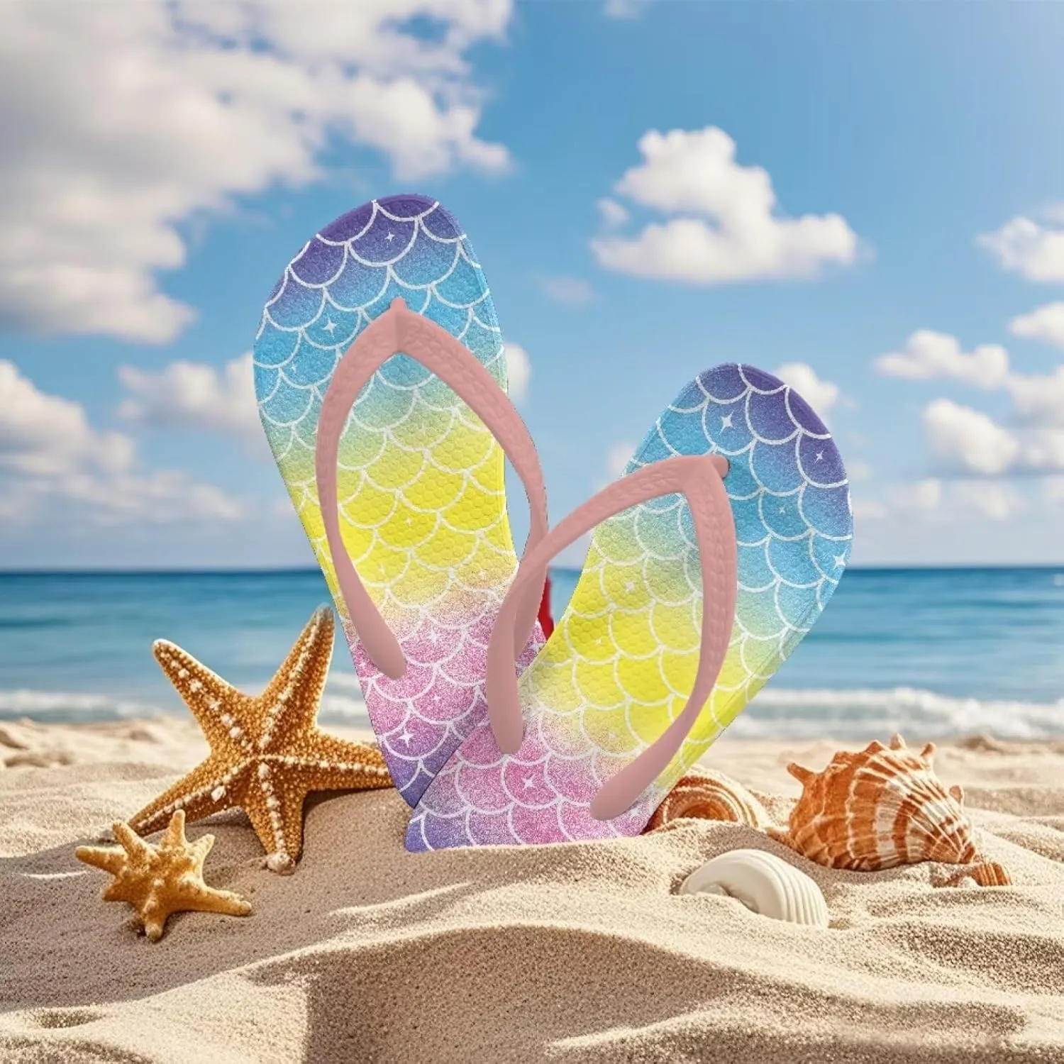 Girls Classic Non Slip Beach Sandals Beauty Mermaid Casual Flip Flop Surfer Girl