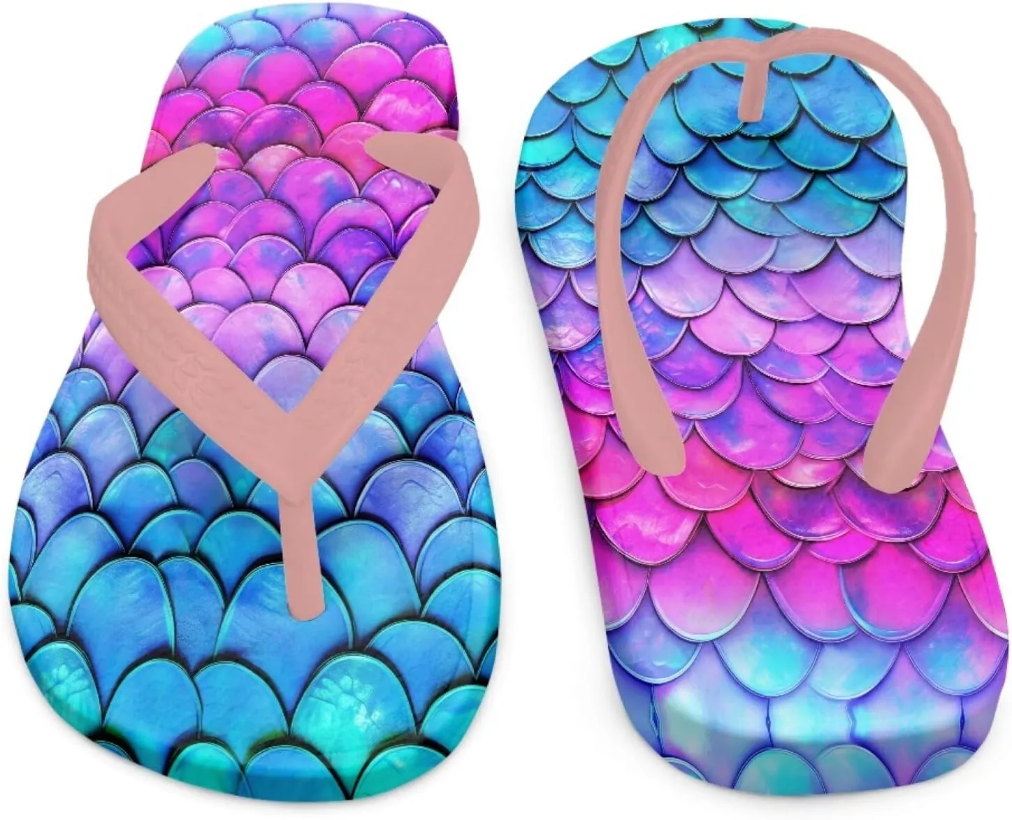 Girls Flip Flops Sandals Beauty Mermaid Print Water Park Summer Beach Swim Pool Shoes for Kids
