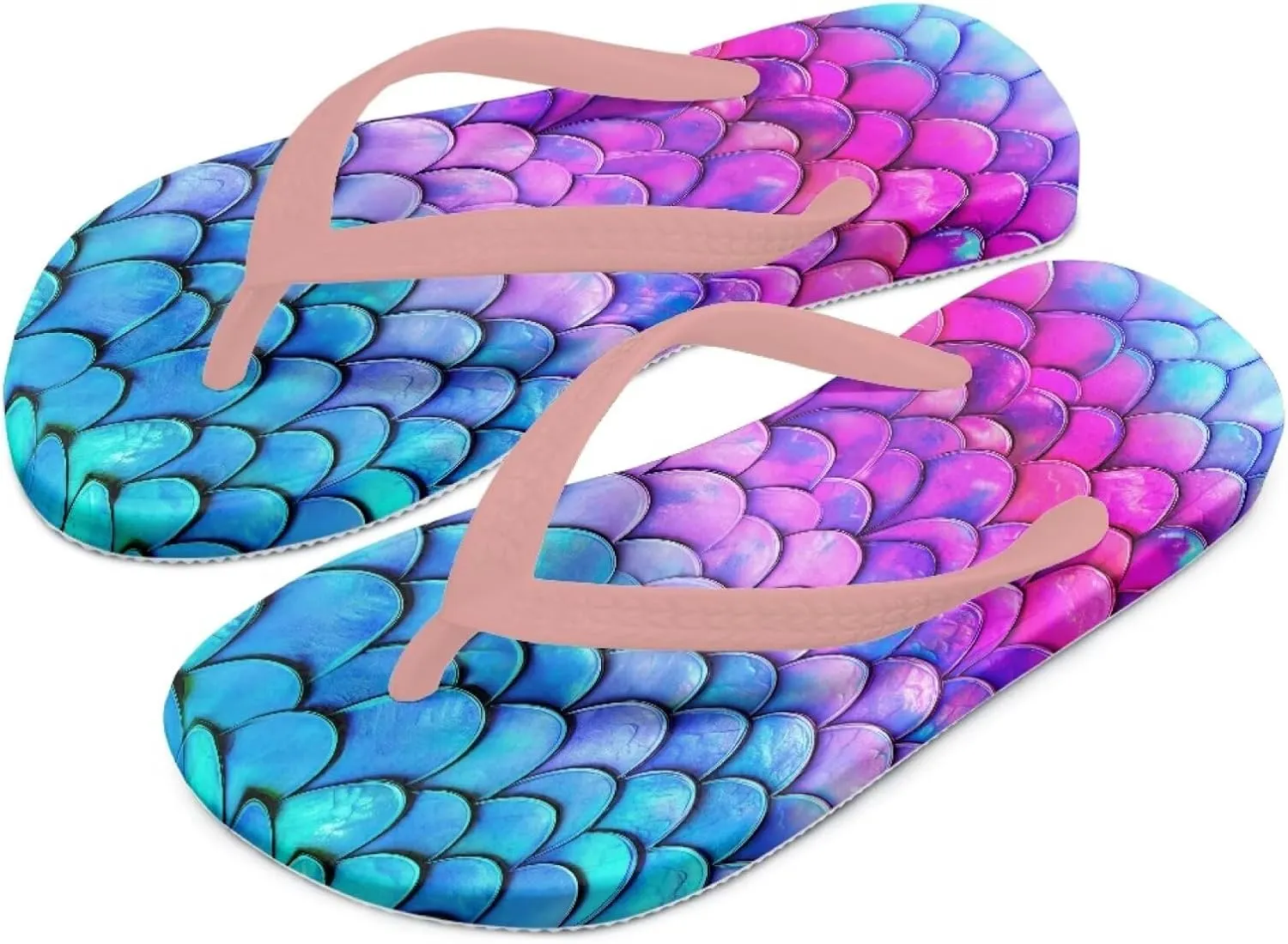 Girls Flip Flops Sandals Beauty Mermaid Print Water Park Summer Beach Swim Pool Shoes for Kids