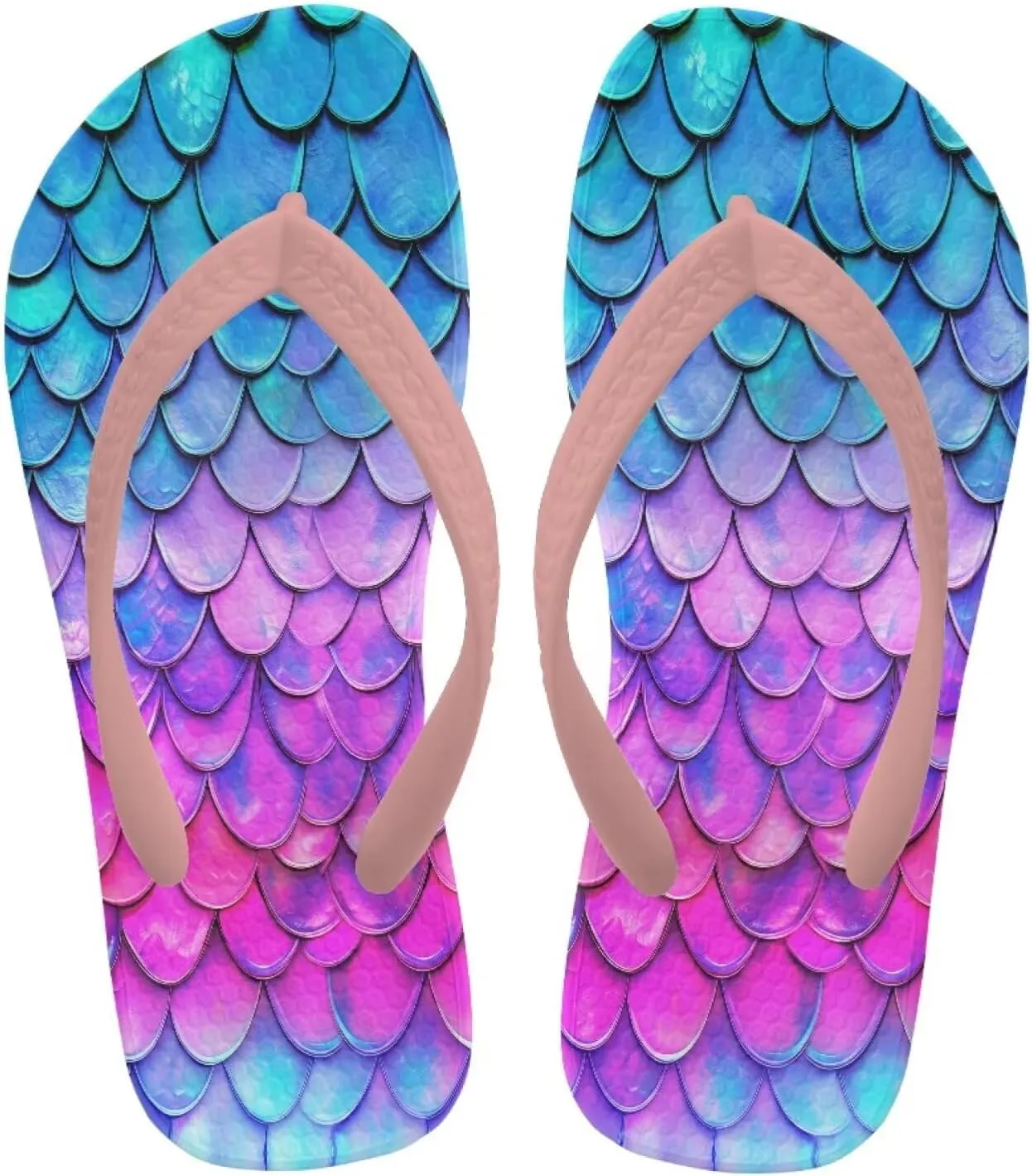 Girls Flip Flops Sandals Beauty Mermaid Print Water Park Summer Beach Swim Pool Shoes for Kids