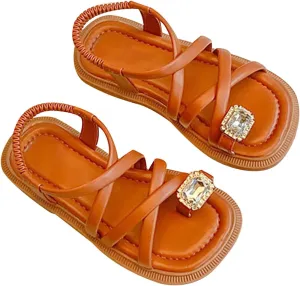 Girls Sandals Open Toe Cute No Heels Dress Sandals Strappy Design Summer Shoes Toddler/Little Kid/Big Kid Sandals