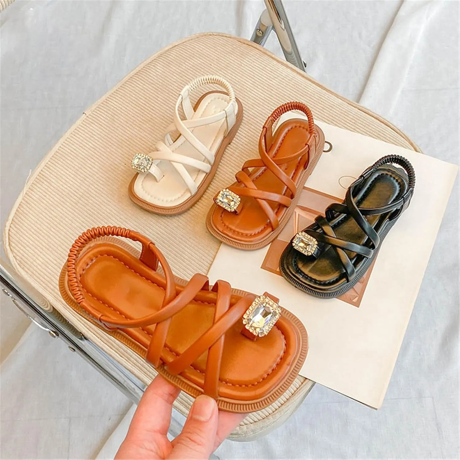 Girls Sandals Open Toe Cute No Heels Dress Sandals Strappy Summer Beach Shoes Toddler/Little Toddler Sandals