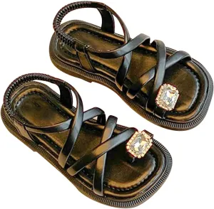 Girls Sandals Open Toe Cute No Heels Dress Sandals Strappy Summer Beach Shoes Toddler/Little Toddler Sandals