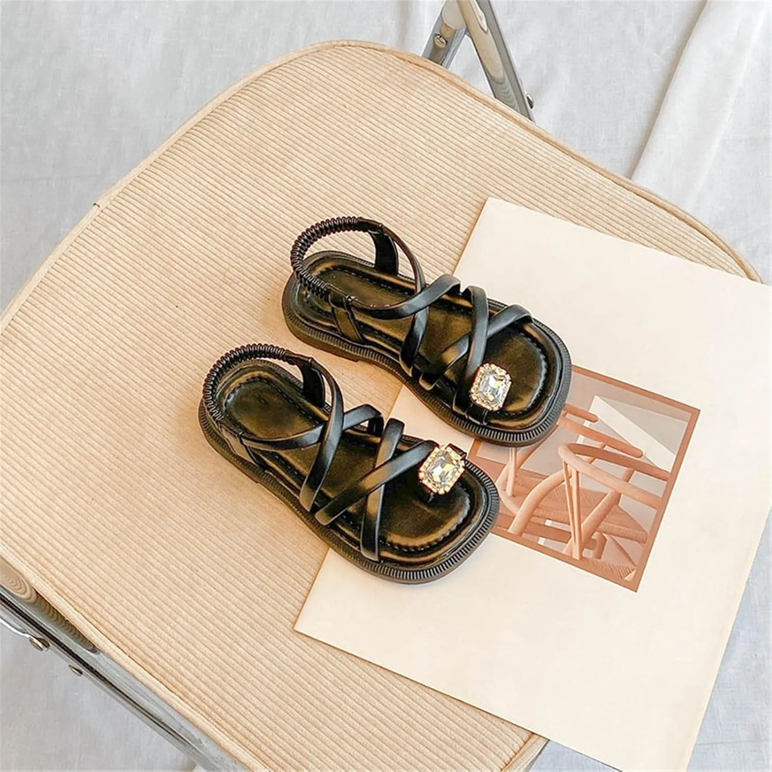 Girls Sandals Open Toe Cute No Heels Dress Sandals Strappy Summer Beach Shoes Toddler/Little Toddler Sandals