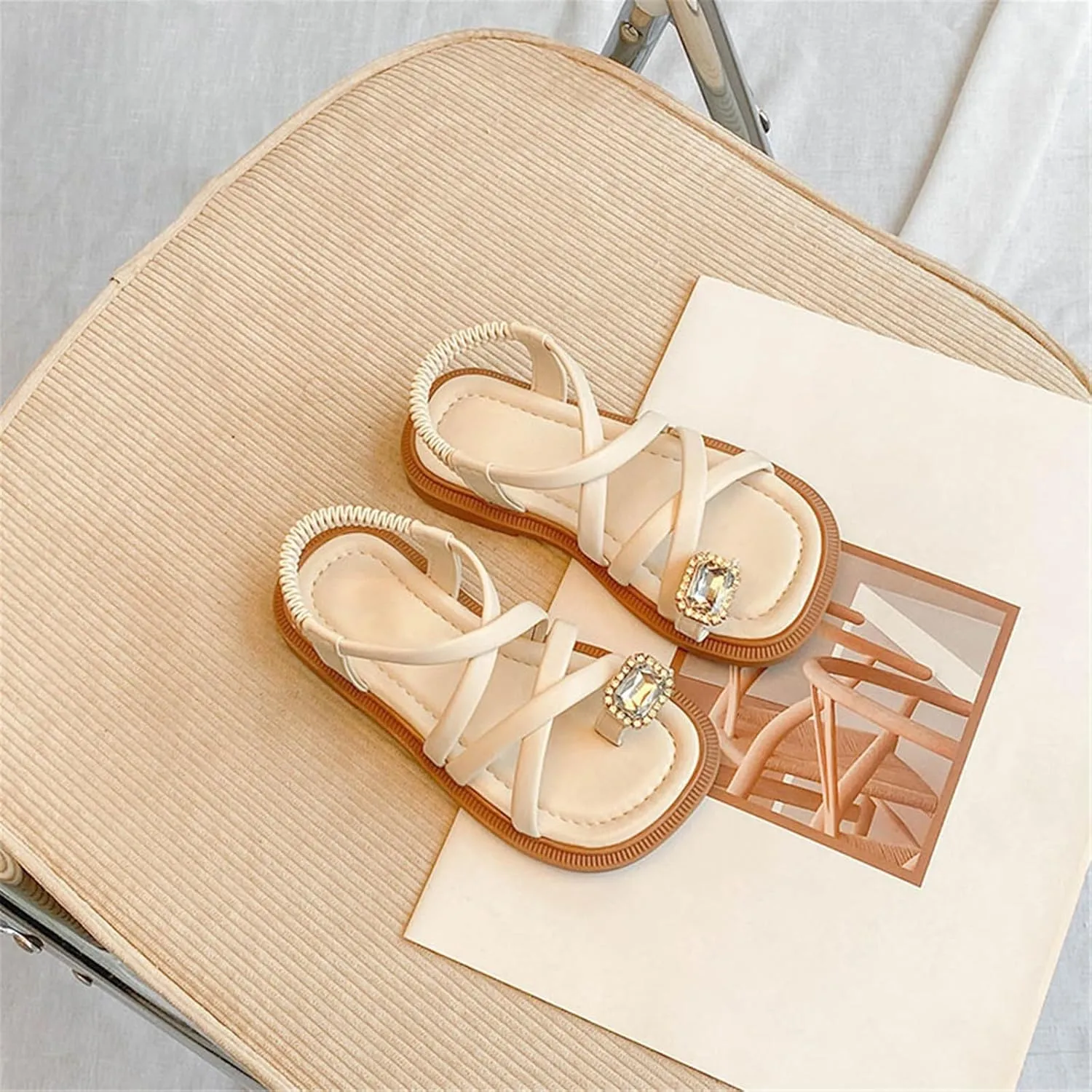 Girls Sandals Open Toe Cute No Heels Dress Sandals Strappy Summer Beach Shoes Toddler/Little Toddler Sandals