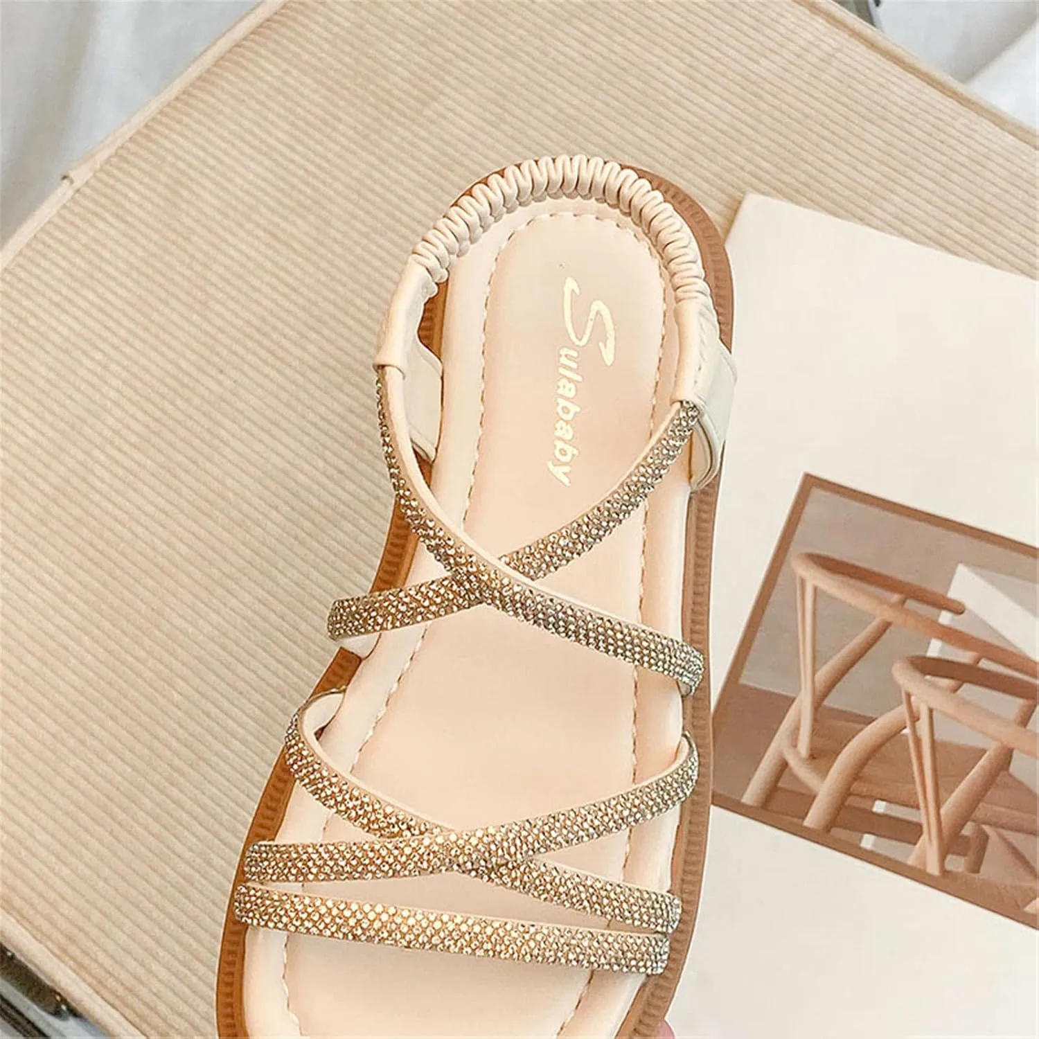 Girls Sandals Open Toe Mesh Rhinestones Design Sandals Flat Sandals Summer Dress Shoes Casual Girls Wedges Size