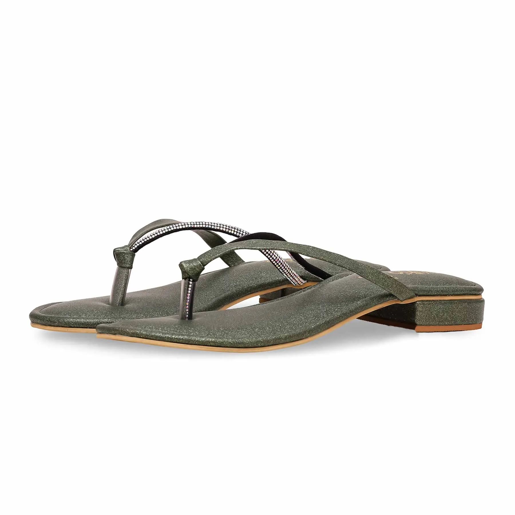 Green Fancy Chappal FN0767