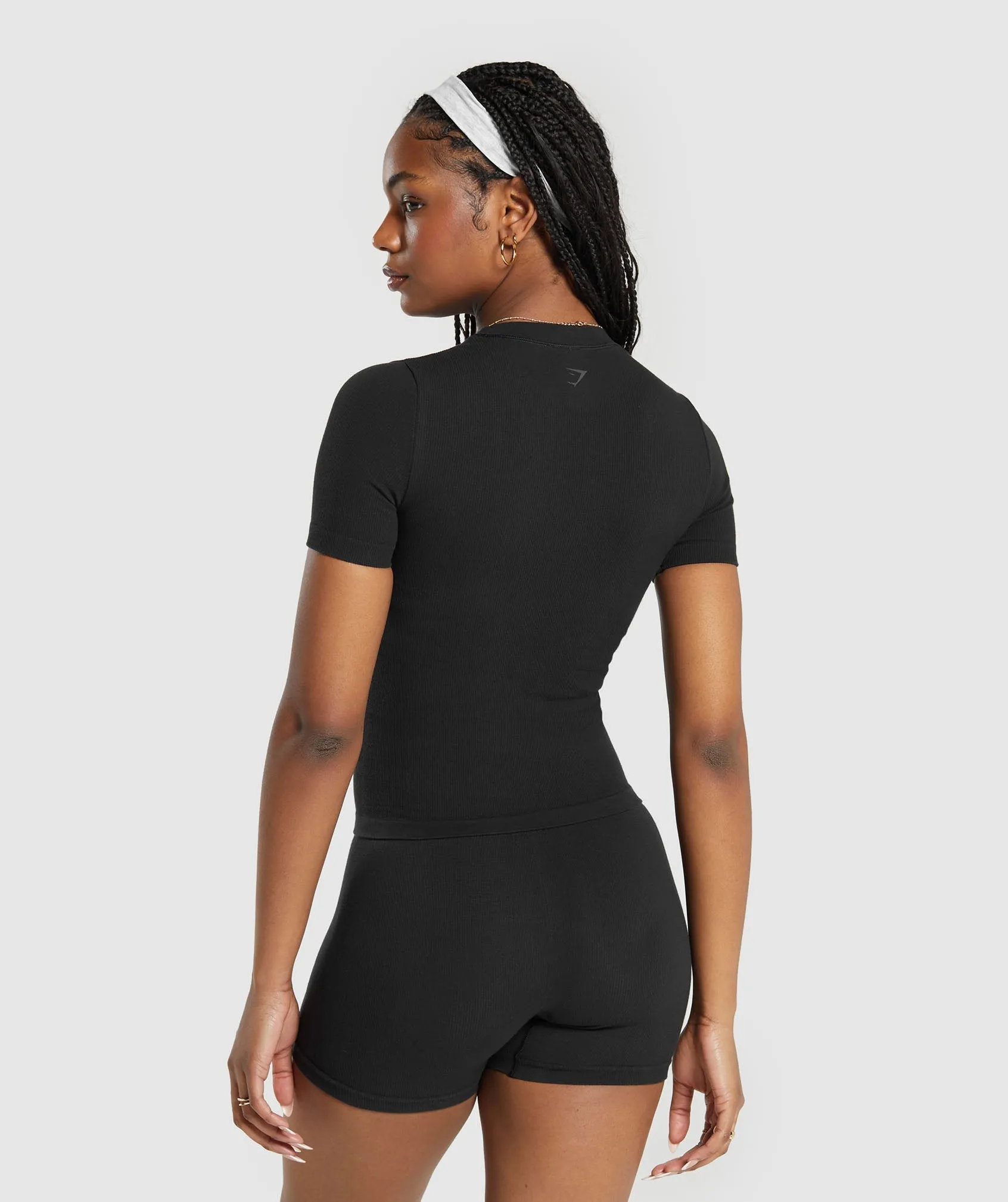 Gymshark Ribbed Cotton Seamless T-Shirt - Black