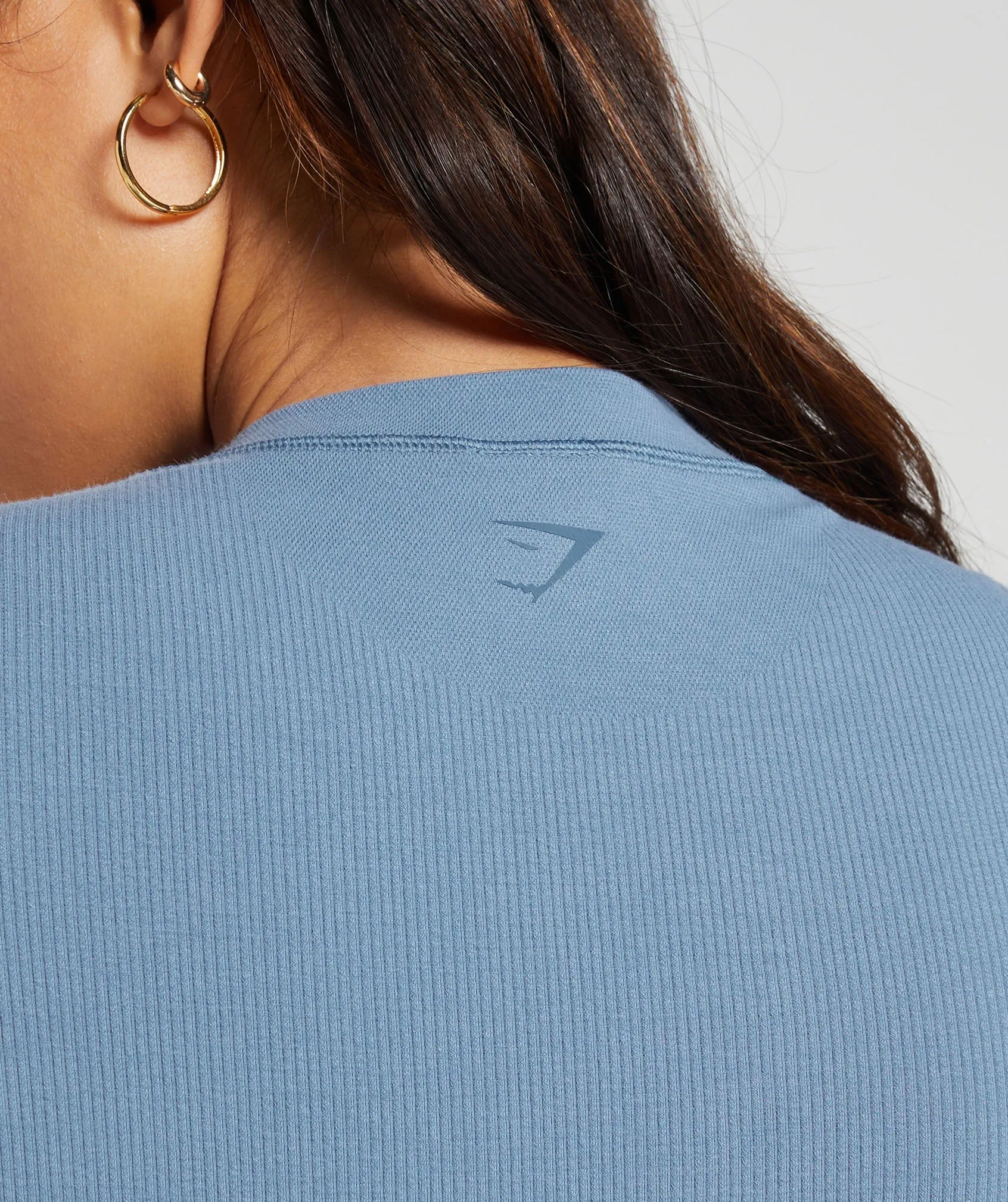 Gymshark Ribbed Cotton Seamless T-Shirt - Faded Blue