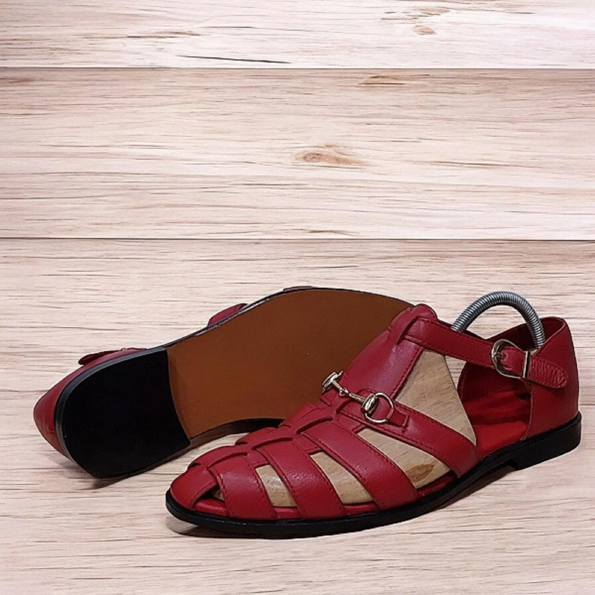 Handcrafted Summer Sandals for Relaxing Days Red Color