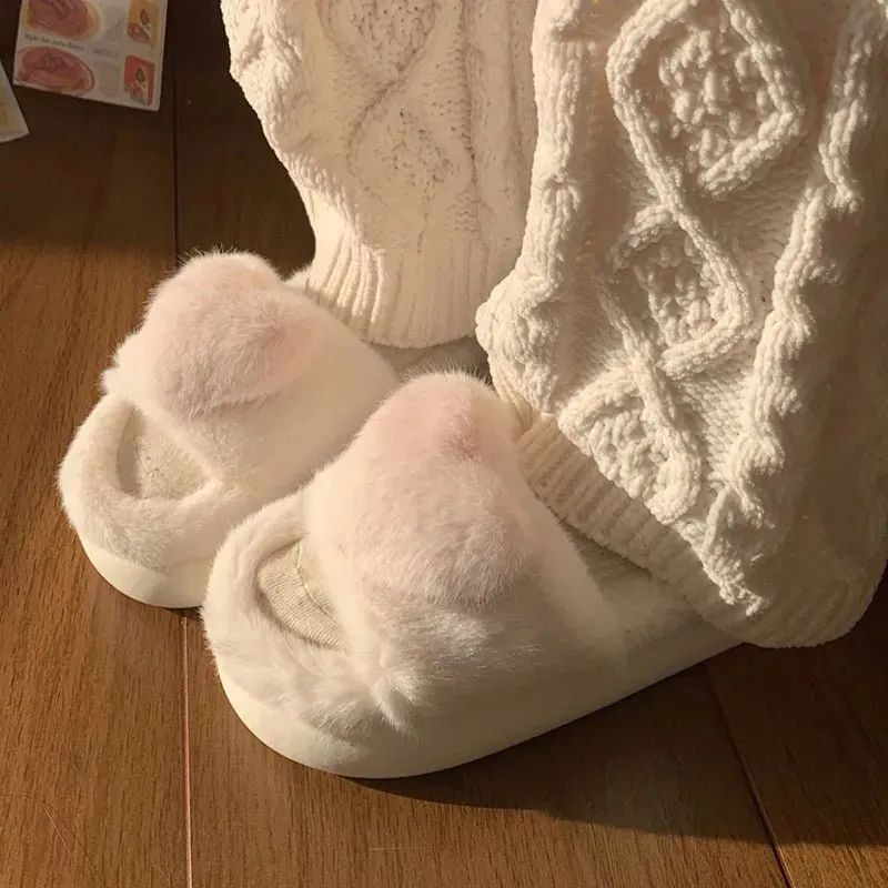 Heart Plush Slide Slippers