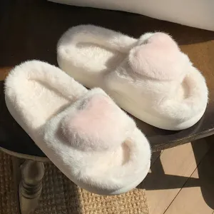 Heart Plush Slide Slippers