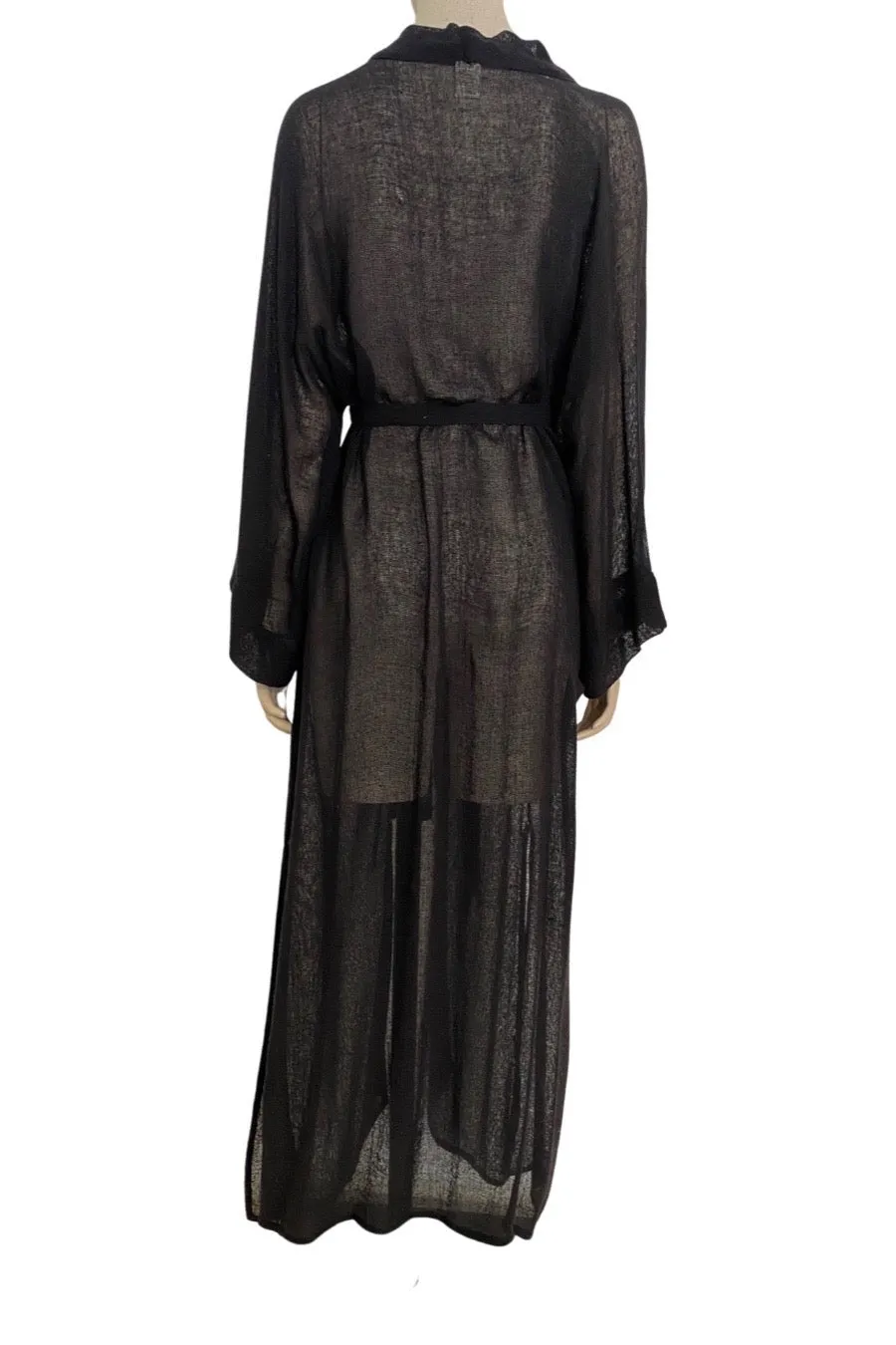 HEWA RAW SILK GAUZE KIMONO BLACK